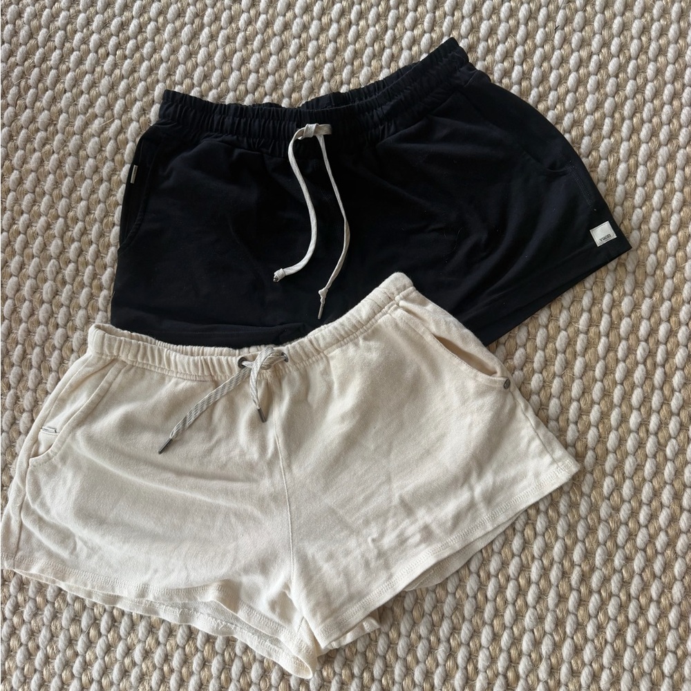 Vuori Women's Drawstring Shorts in Black & Cream